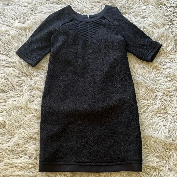 like new Yoana Baraschi black crepe mesh detailed scoop neck zip up dress size S - Picture 2 of 12